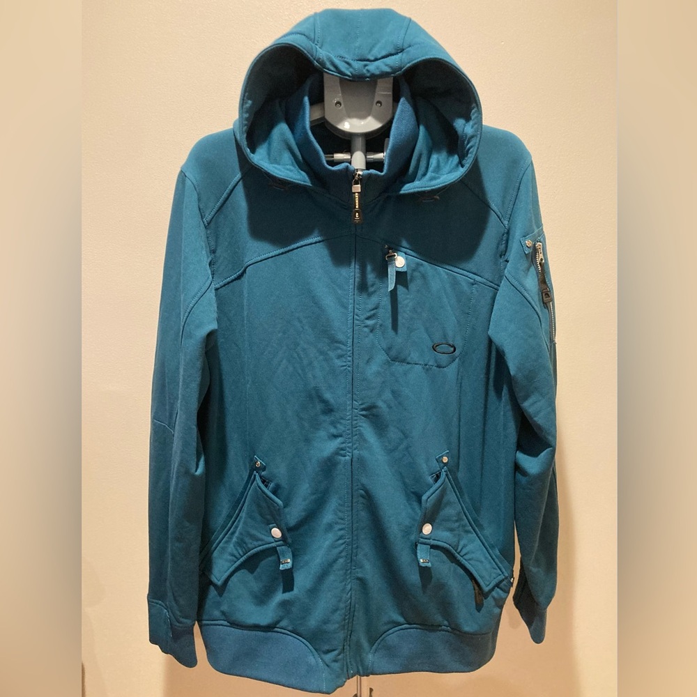 VTG Oakley Full-Zip Teal Hooded Soft-shell‎ Ski Snowboard Winter Jacket Outdoors